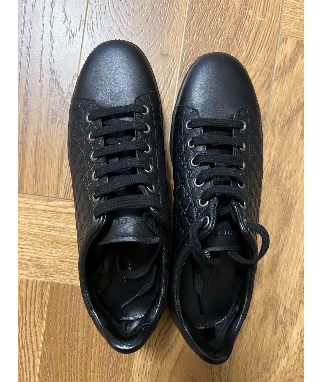 GUCCI Черные кожаные кеды, фото 3