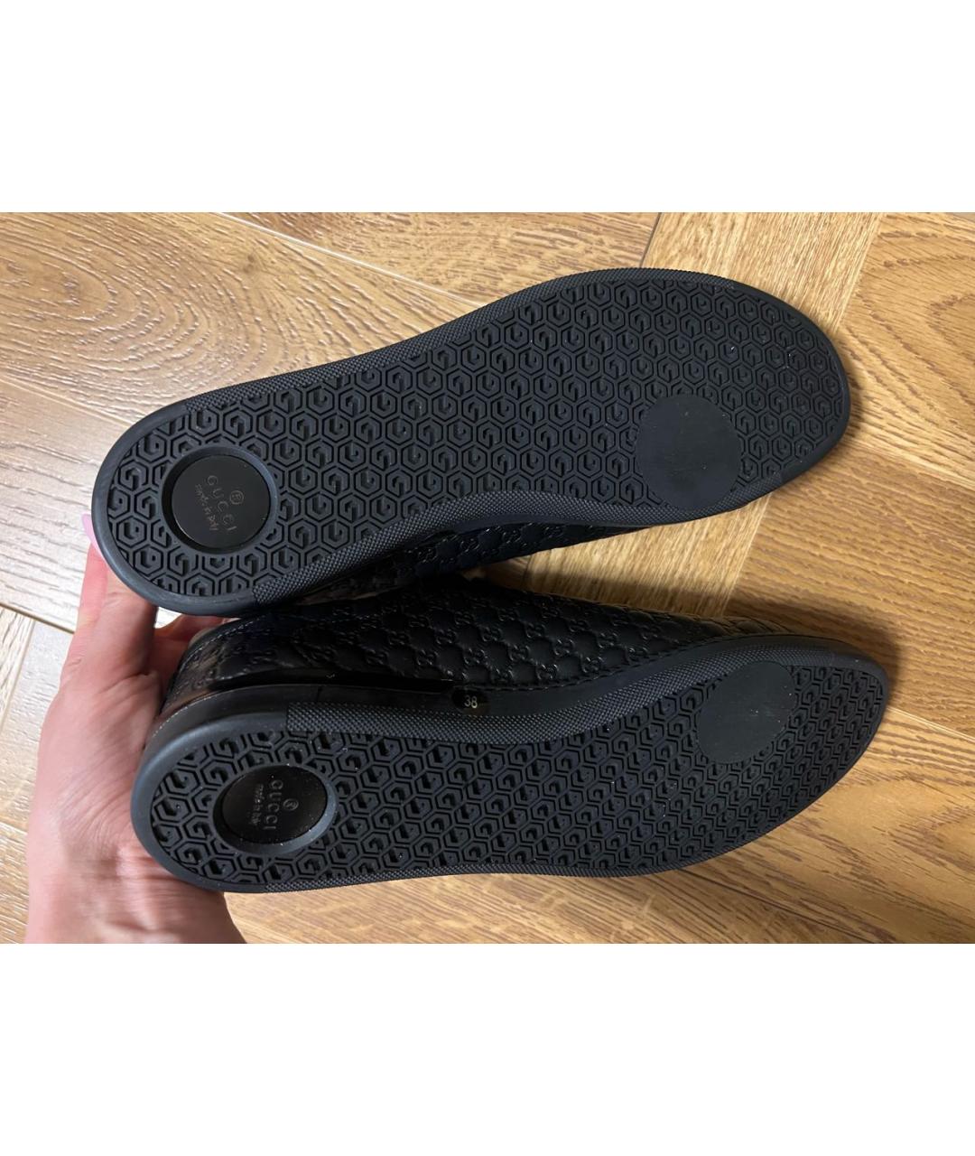 GUCCI Черные кожаные кеды, фото 7