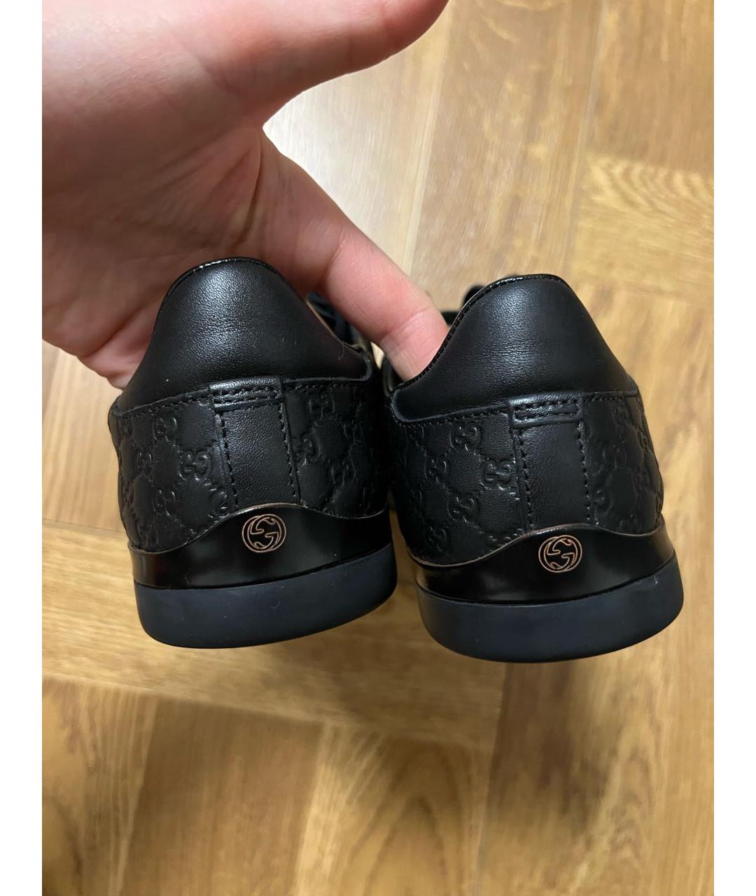 GUCCI Черные кожаные кеды, фото 6