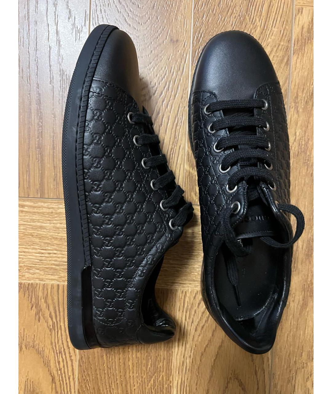 GUCCI Черные кожаные кеды, фото 8