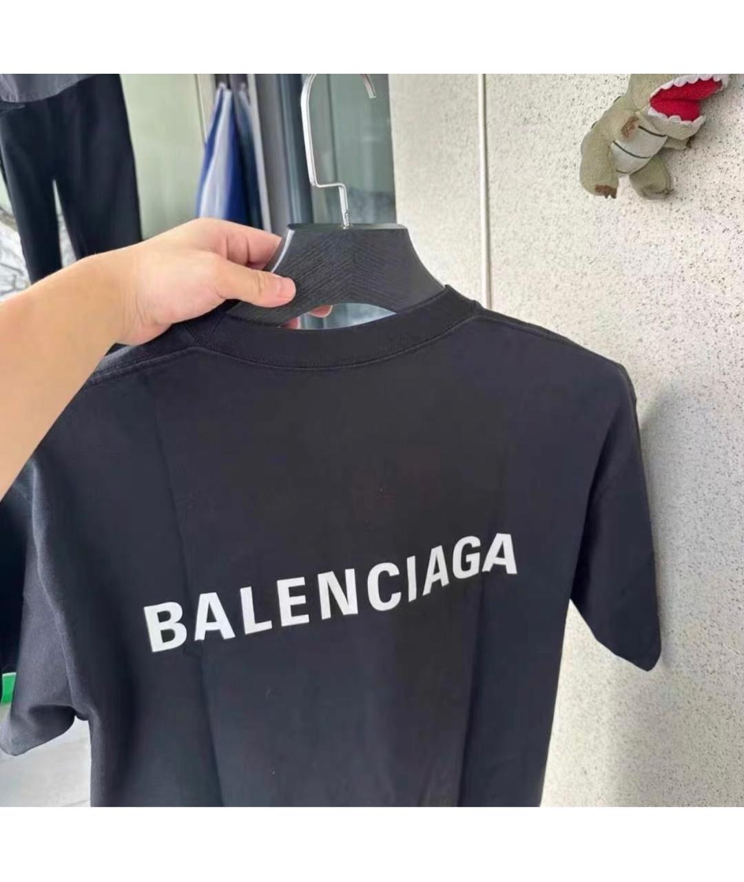 BALENCIAGA Черная хлопковая футболка, фото 2