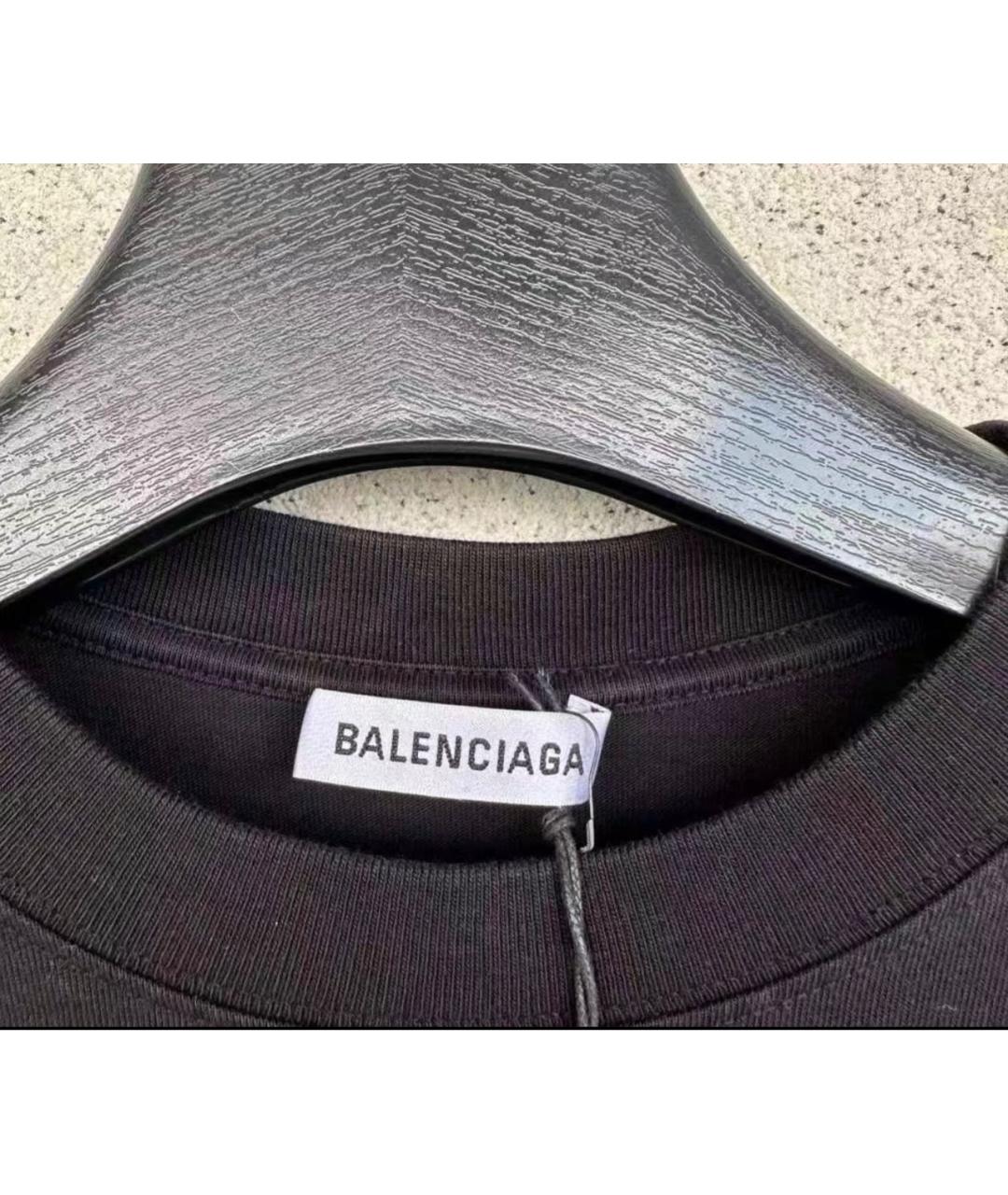 BALENCIAGA Черная хлопковая футболка, фото 3