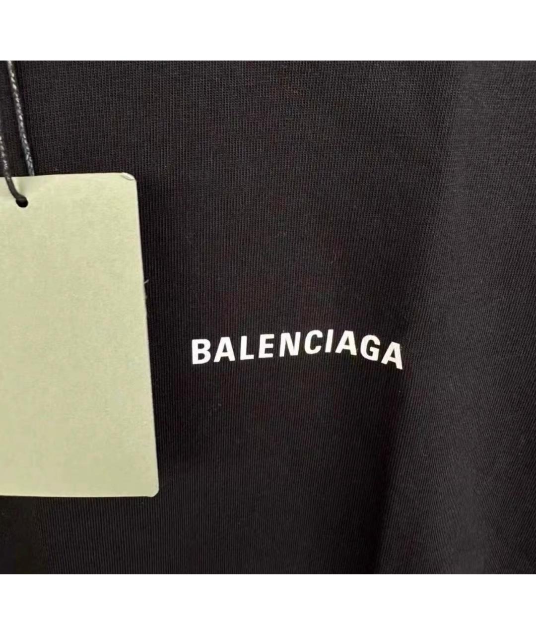 BALENCIAGA Черная хлопковая футболка, фото 4