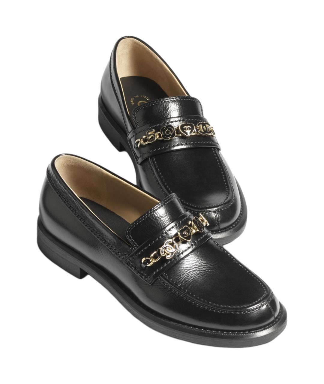 CHANEL Черные кожаные лоферы, фото 4