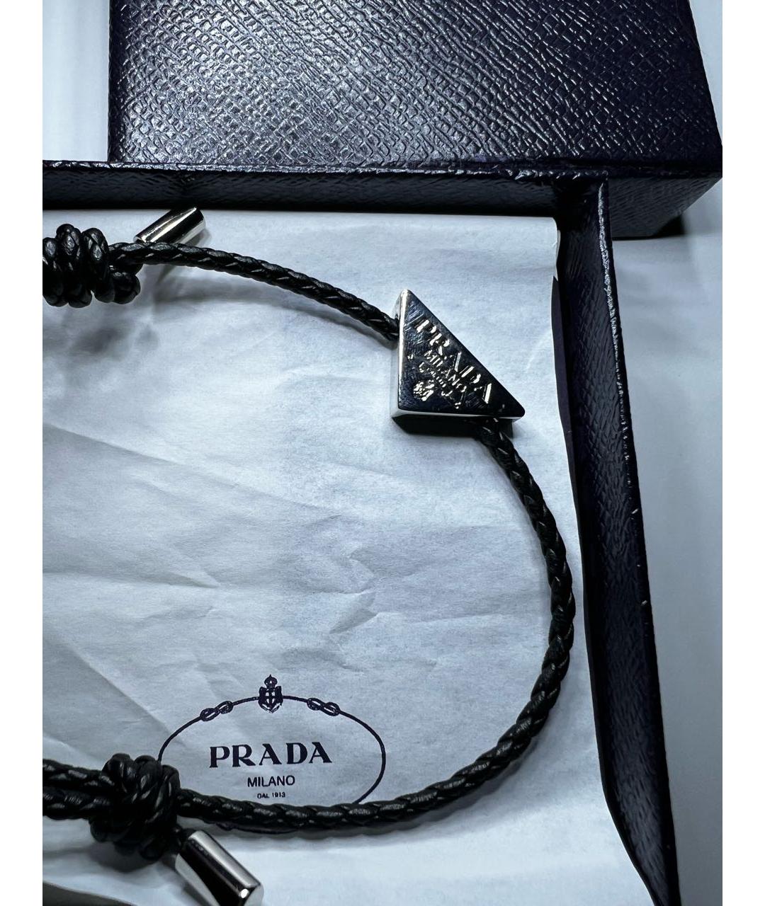 PRADA Черный кожаный браслет, фото 2