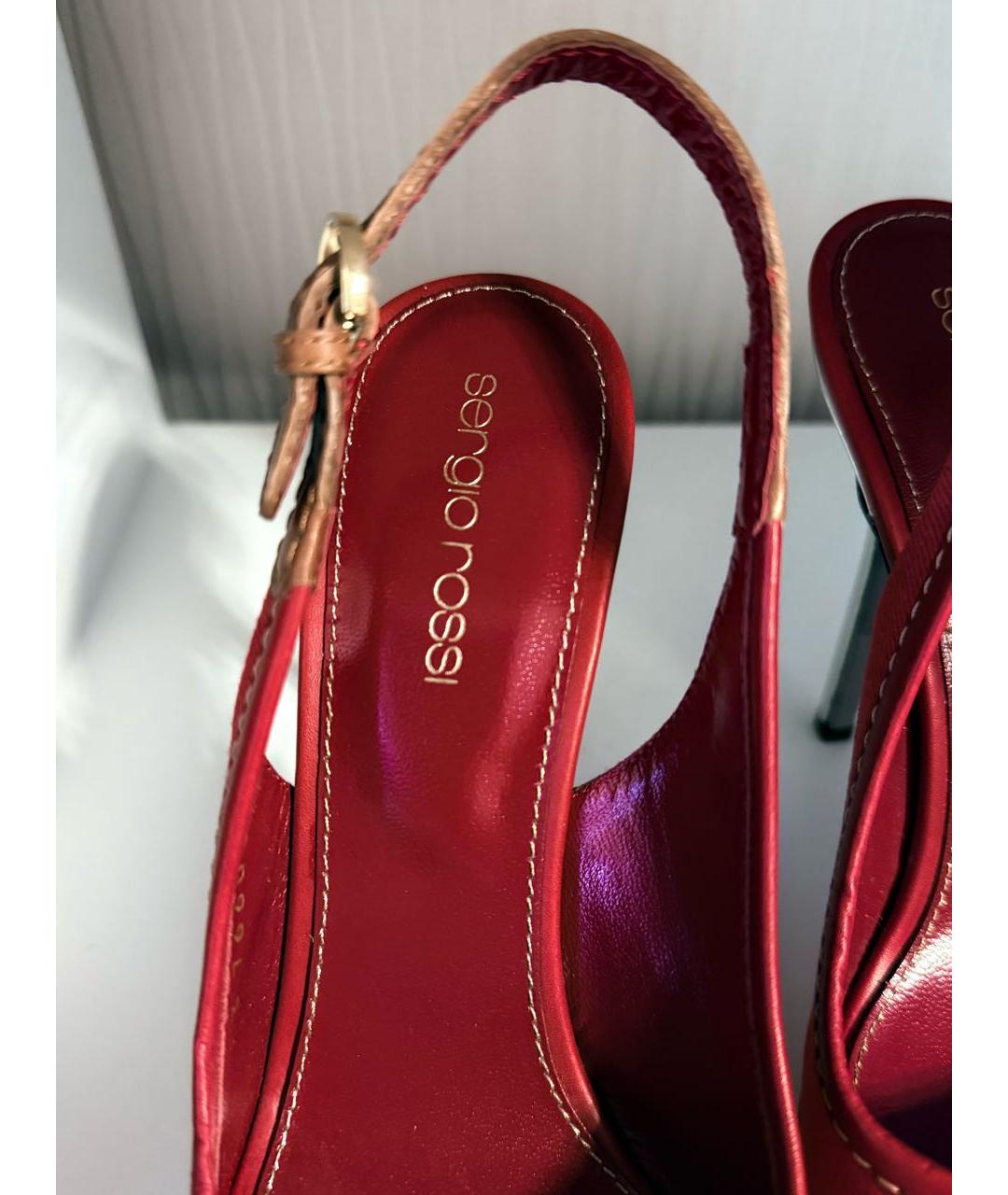 SERGIO ROSSI Красные текстильные босоножки, фото 3