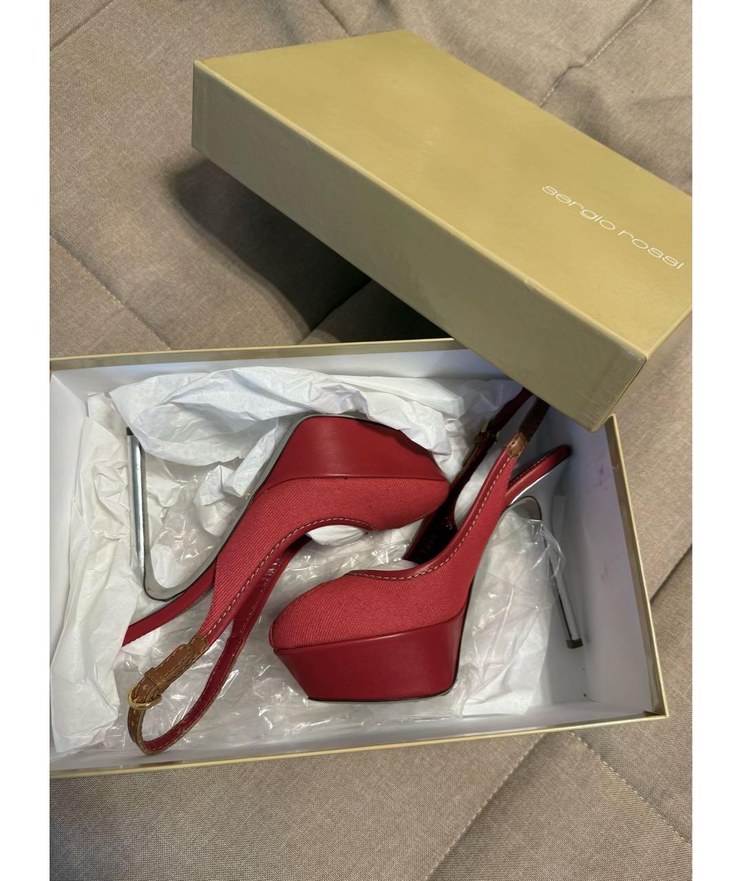 SERGIO ROSSI Красные текстильные босоножки, фото 8