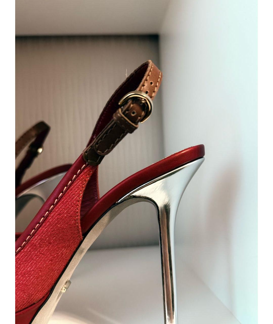 SERGIO ROSSI Красные текстильные босоножки, фото 5