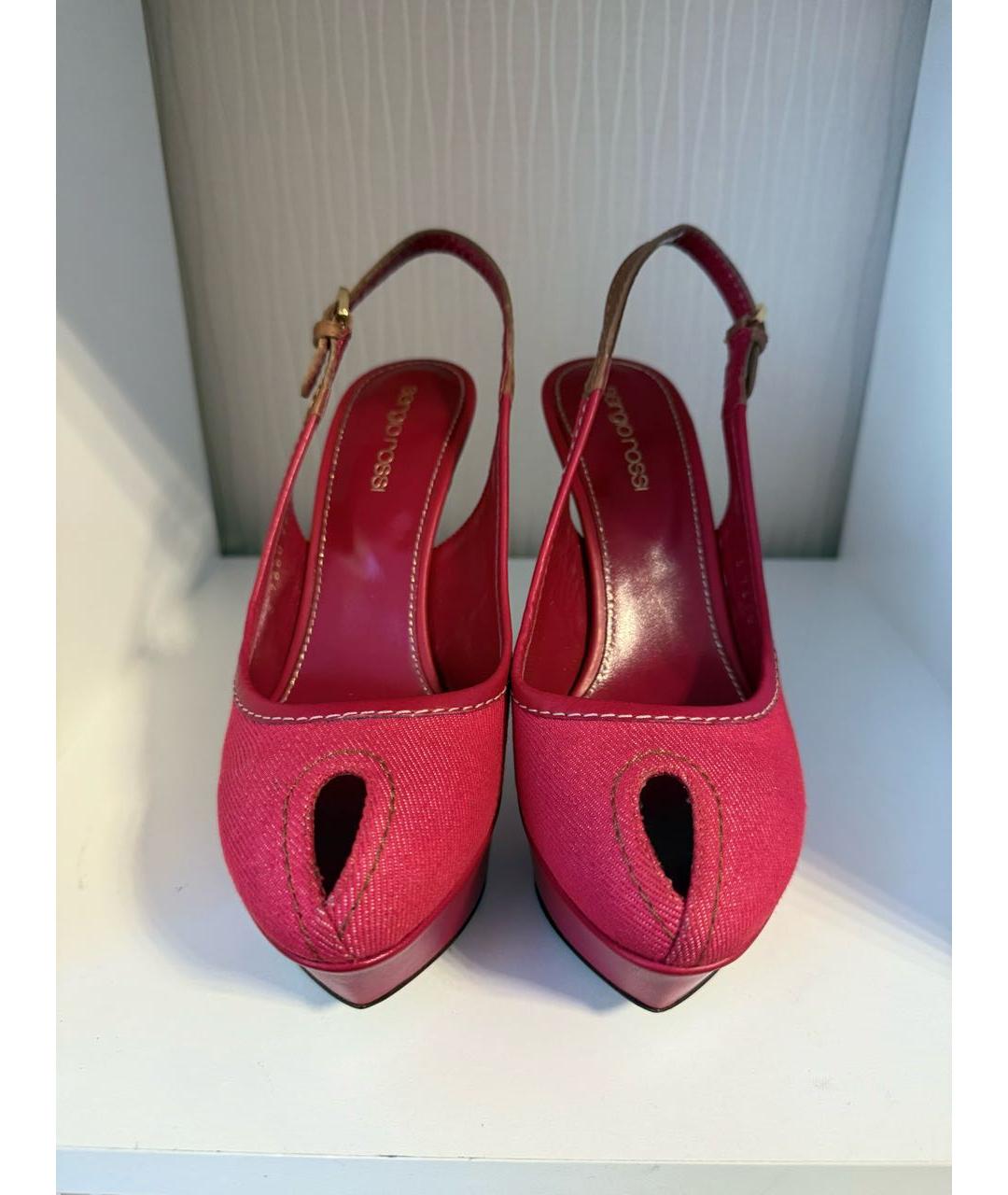 SERGIO ROSSI Красные текстильные босоножки, фото 2