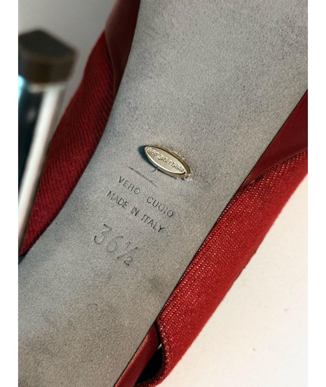 SERGIO ROSSI Красные текстильные босоножки, фото 7