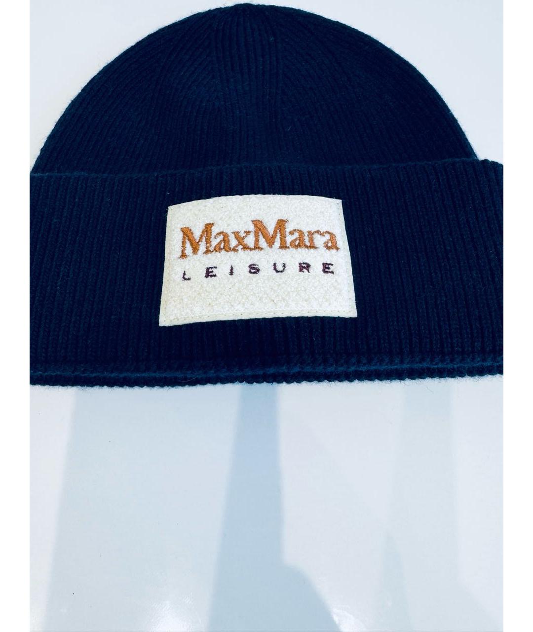 WEEKEND MAX MARA Темно-синяя шерстяная шапка, фото 3