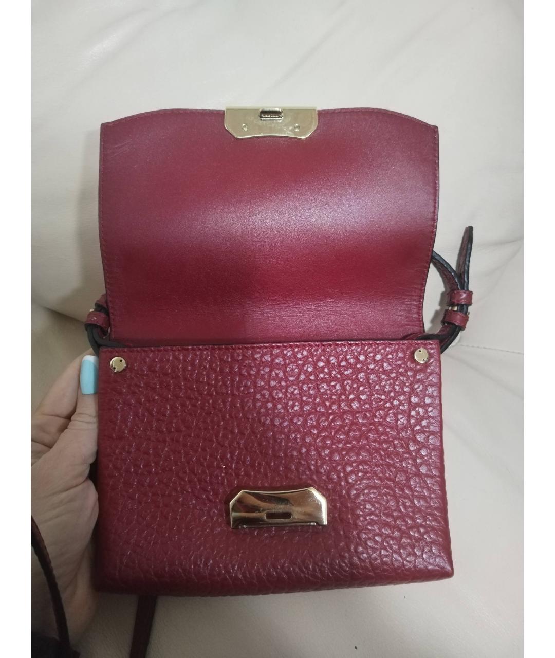 BURBERRY Бордовая кожаная сумка через плечо, фото 4