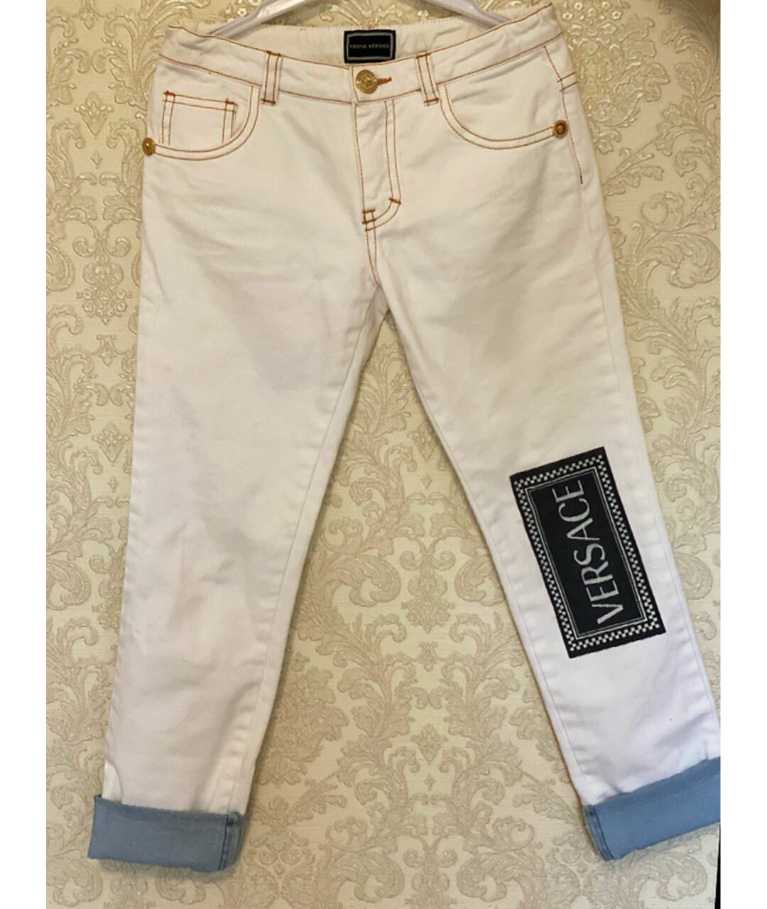 VERSACE Белые хлопковые детские джинсы, фото 9
