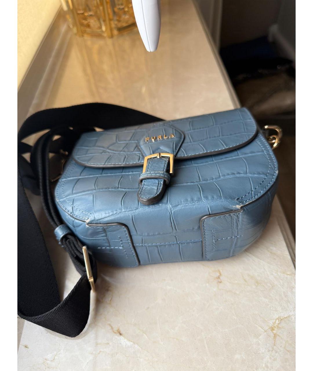 FURLA Бирюзовая кожаная сумка через плечо, фото 4