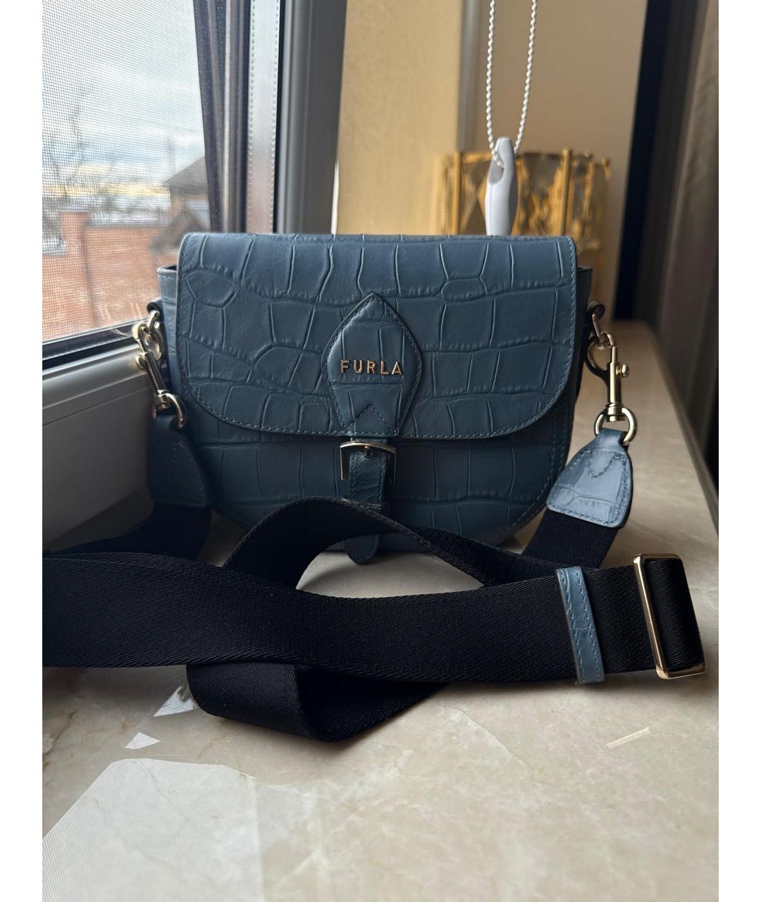 FURLA Бирюзовая кожаная сумка через плечо, фото 7