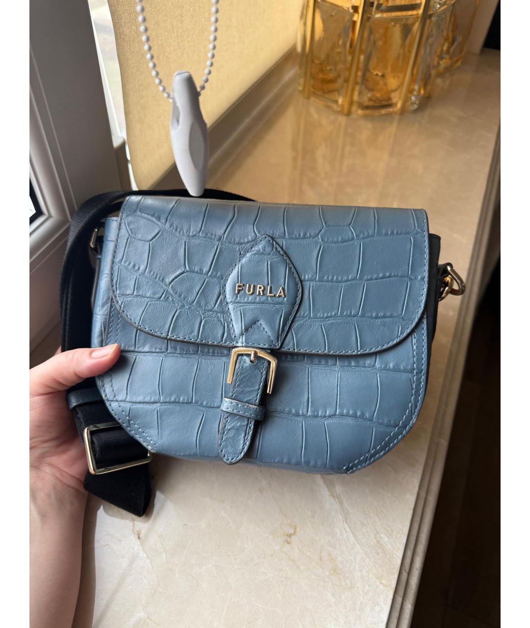 FURLA Бирюзовая кожаная сумка через плечо, фото 9