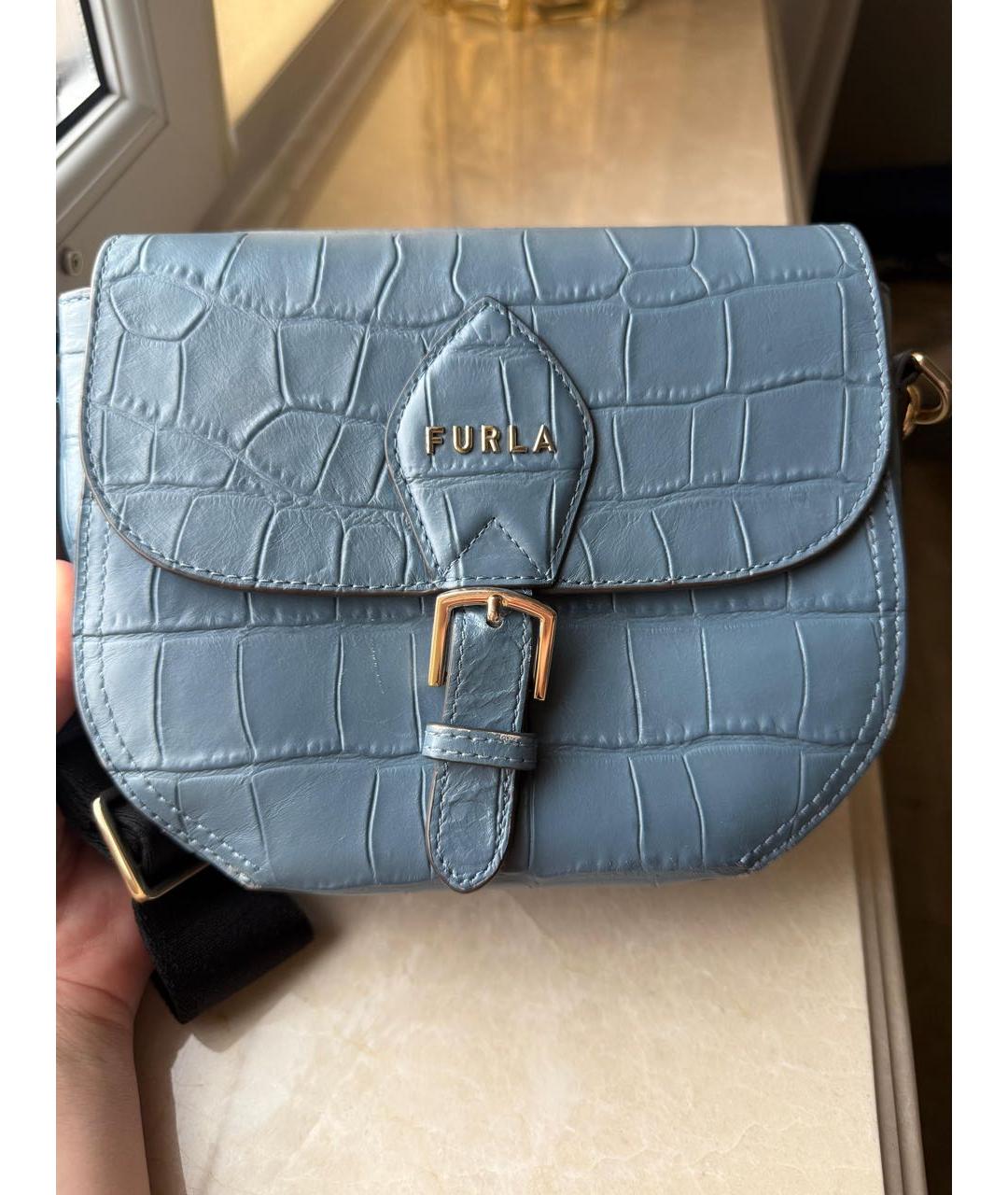 FURLA Бирюзовая кожаная сумка через плечо, фото 3