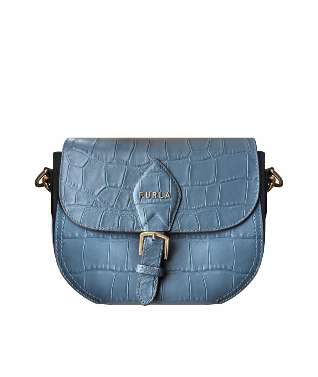 FURLA Бирюзовая кожаная сумка через плечо, фото 1