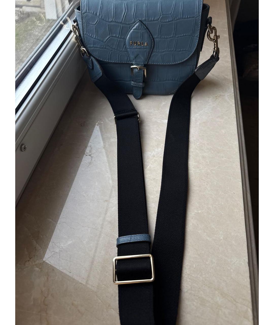 FURLA Бирюзовая кожаная сумка через плечо, фото 8