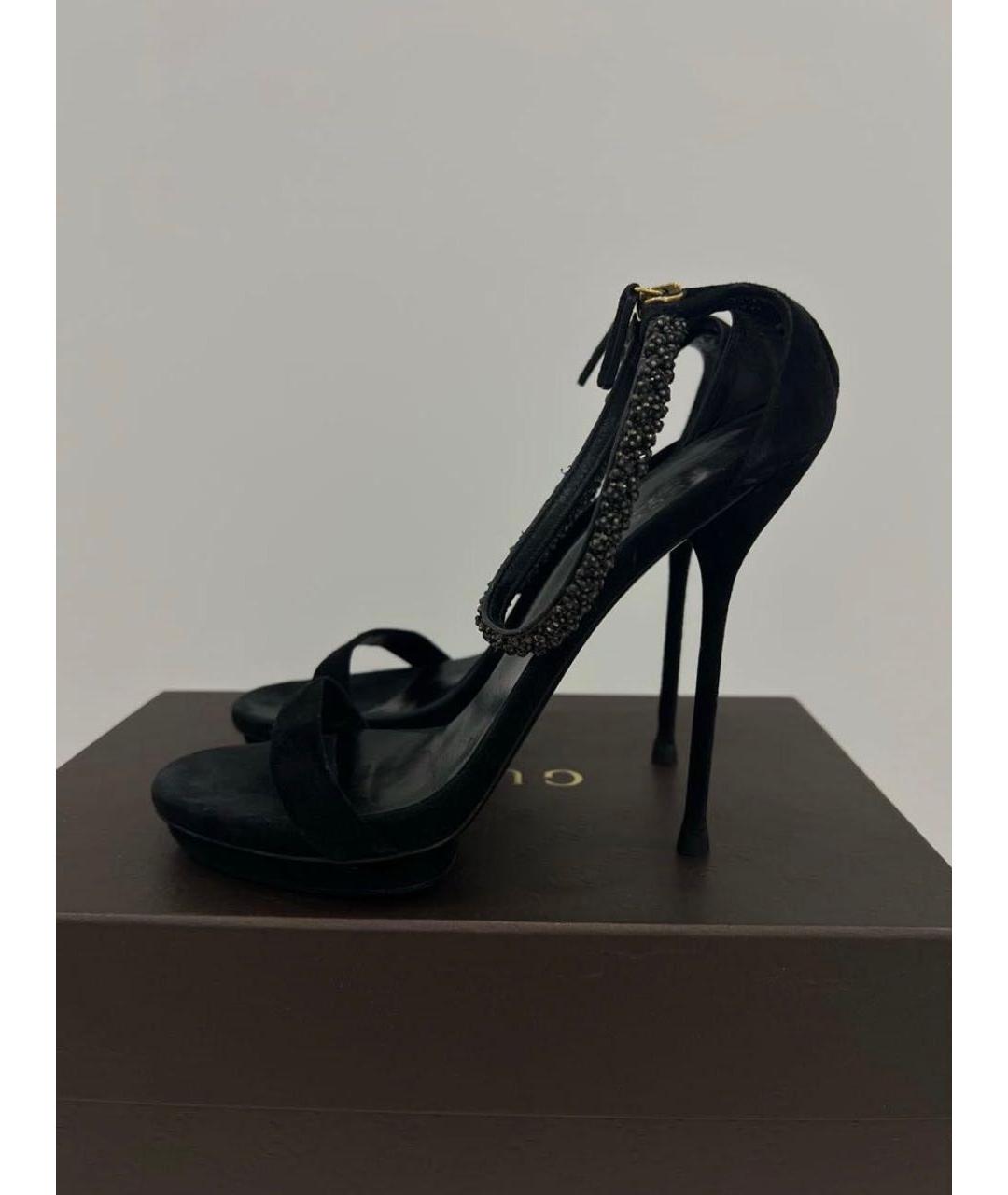 GUCCI Черные замшевые босоножки, фото 7