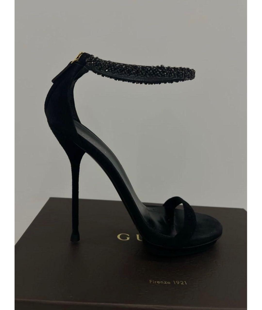 GUCCI Черные замшевые босоножки, фото 2