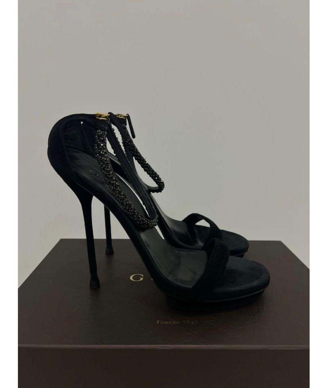 GUCCI Черные замшевые босоножки, фото 4