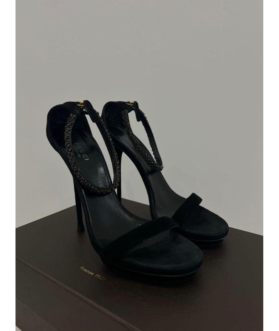 GUCCI Черные замшевые босоножки, фото 5