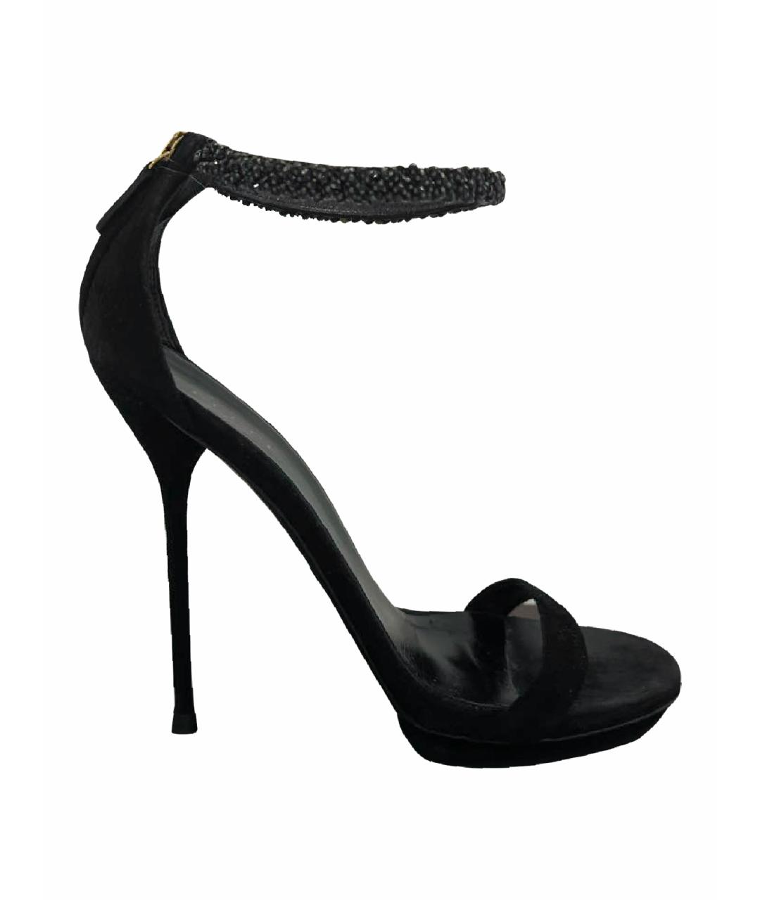 GUCCI Черные замшевые босоножки, фото 1