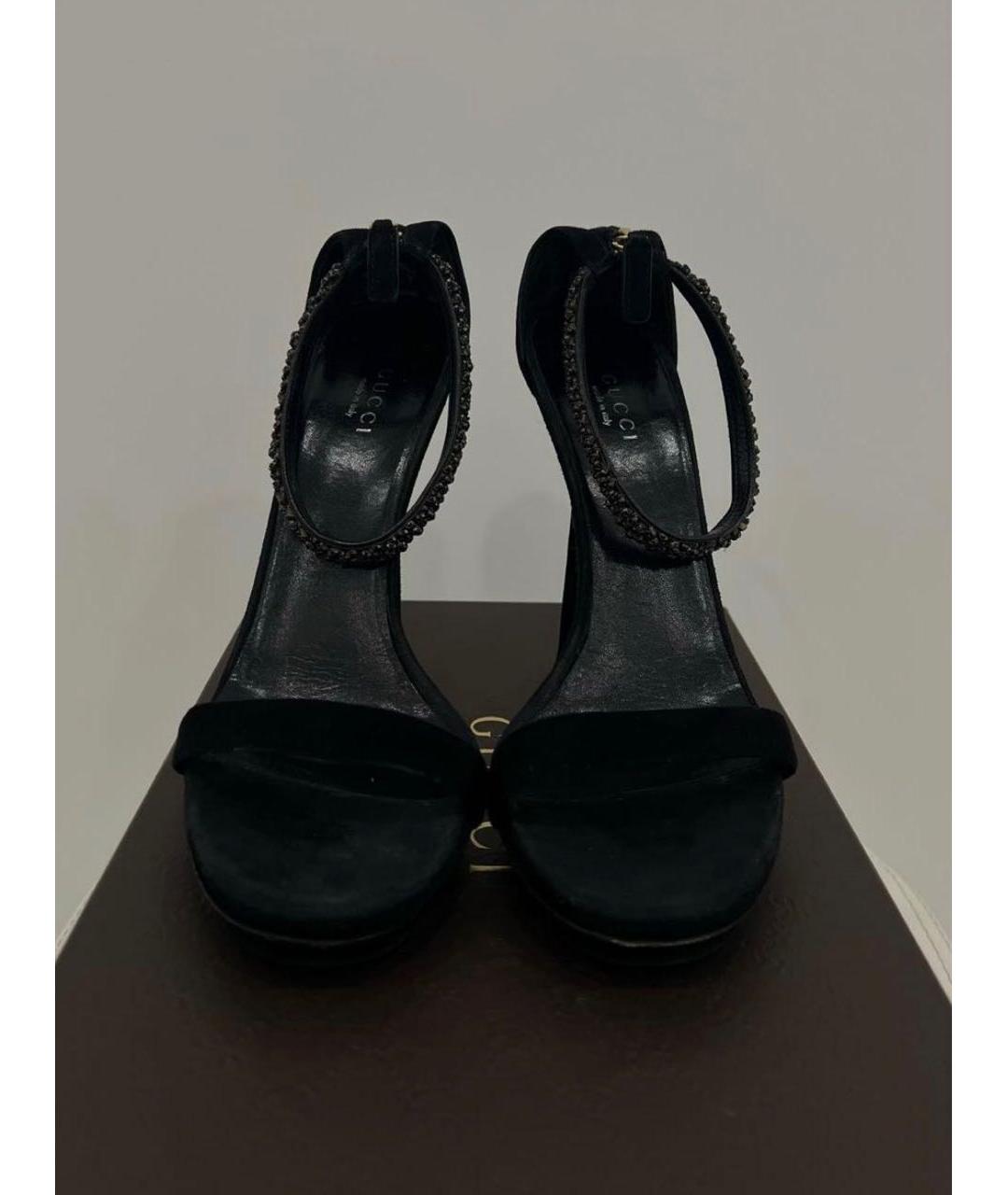 GUCCI Черные замшевые босоножки, фото 6