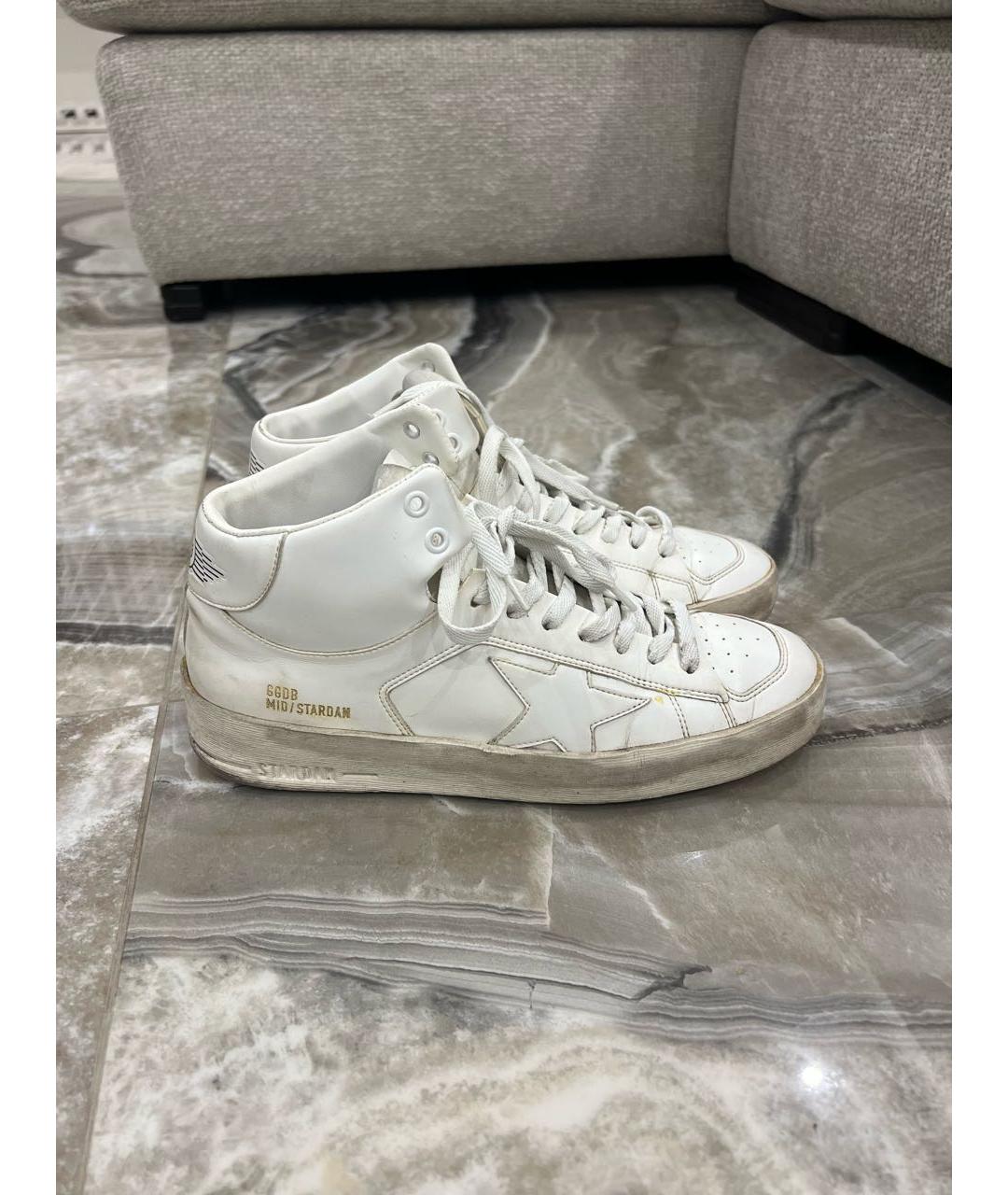 GOLDEN GOOSE DELUXE BRAND Белые кожаные высокие кроссовки / кеды, фото 9