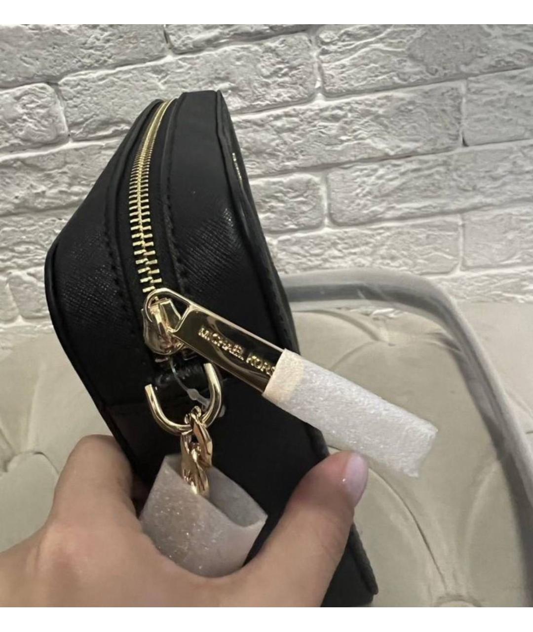 MICHAEL KORS Черная кожаная сумка через плечо, фото 4