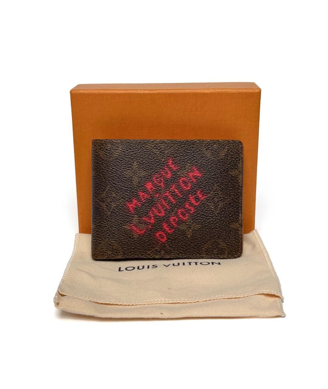LOUIS VUITTON Коричневый кожаный кошелек, фото 2