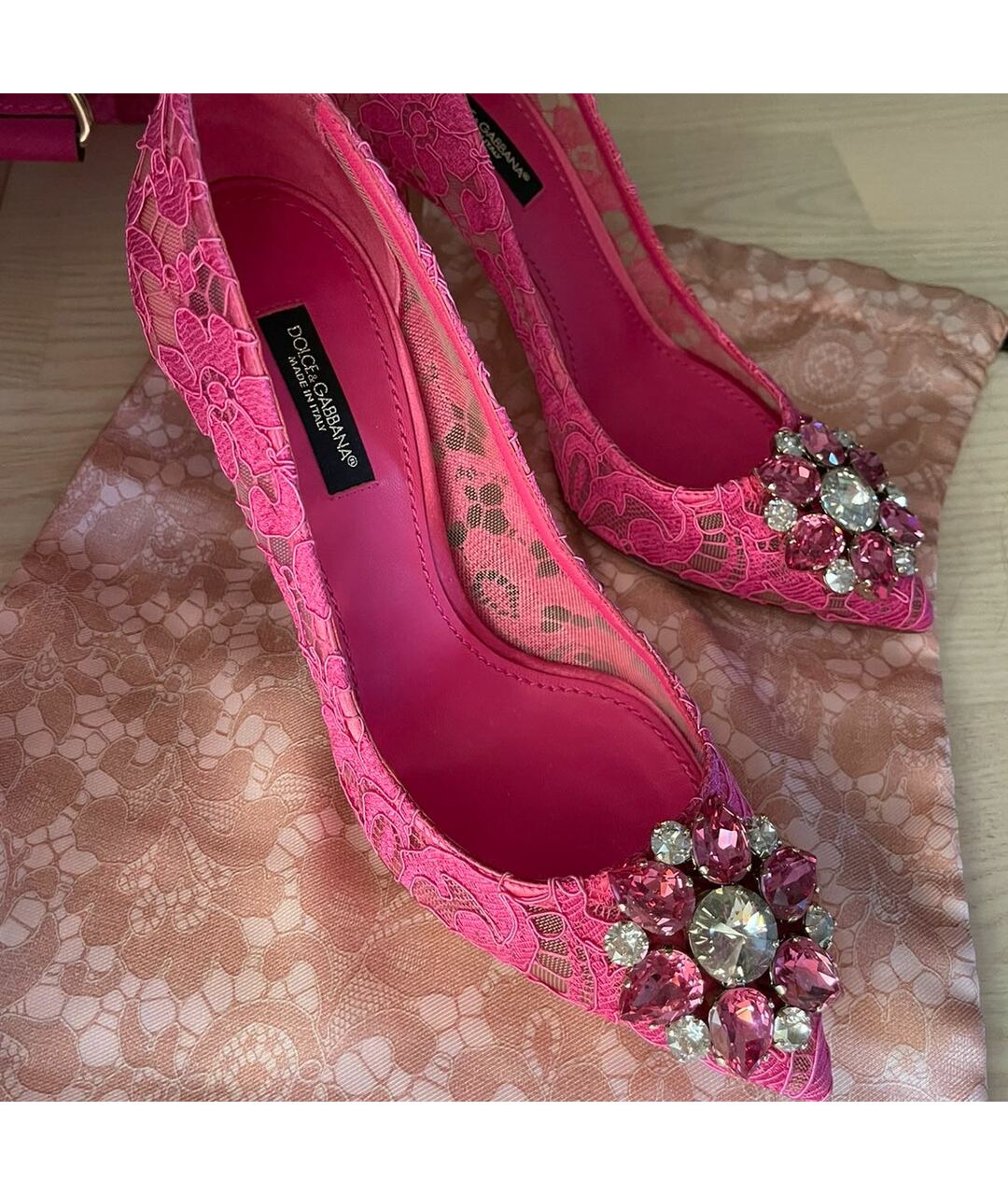 DOLCE&GABBANA Розовые текстильные туфли, фото 6