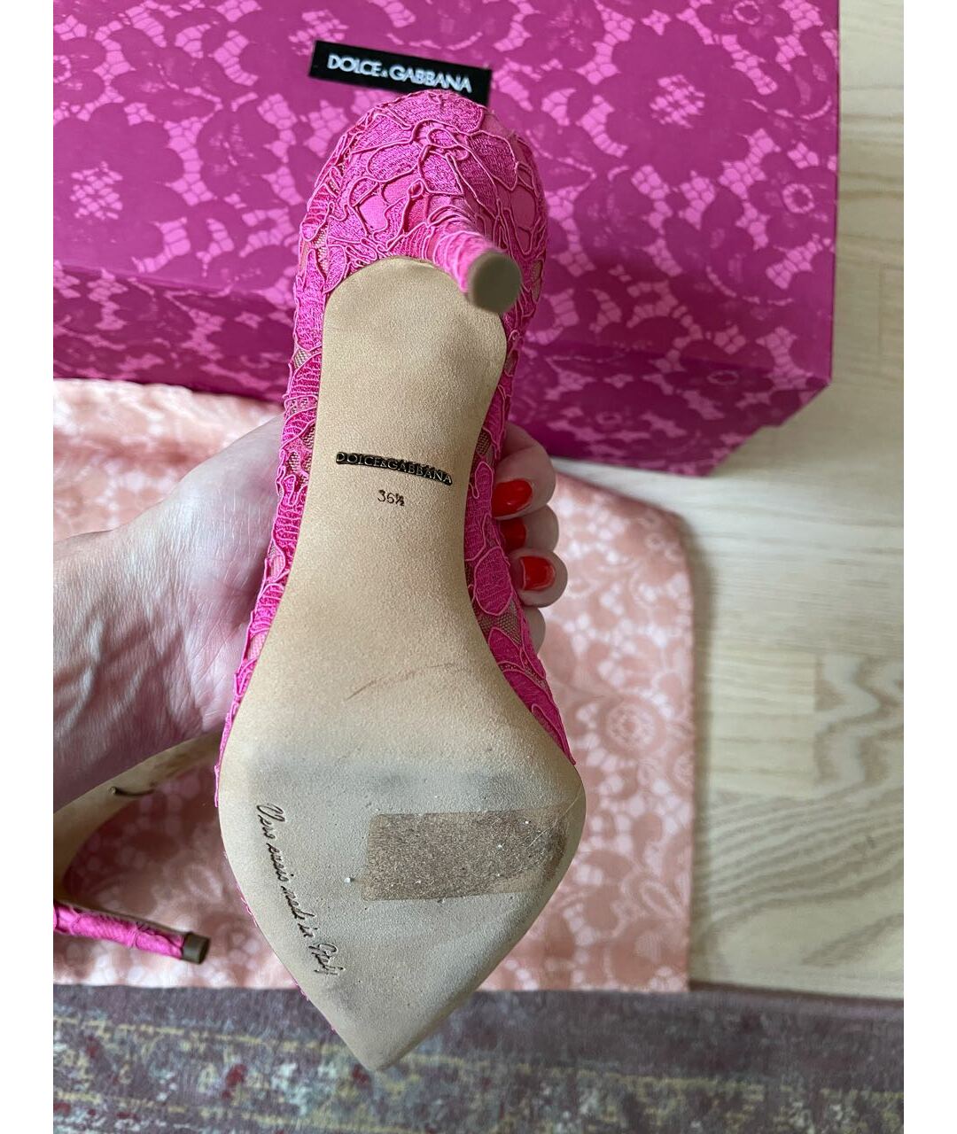 DOLCE&GABBANA Розовые текстильные туфли, фото 4