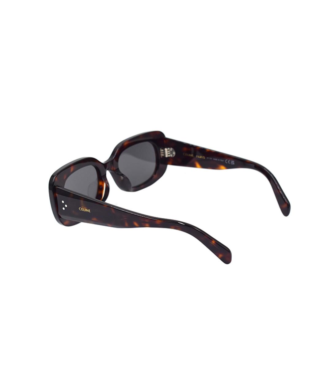 CELINE Коричневые пластиковые солнцезащитные очки, фото 3