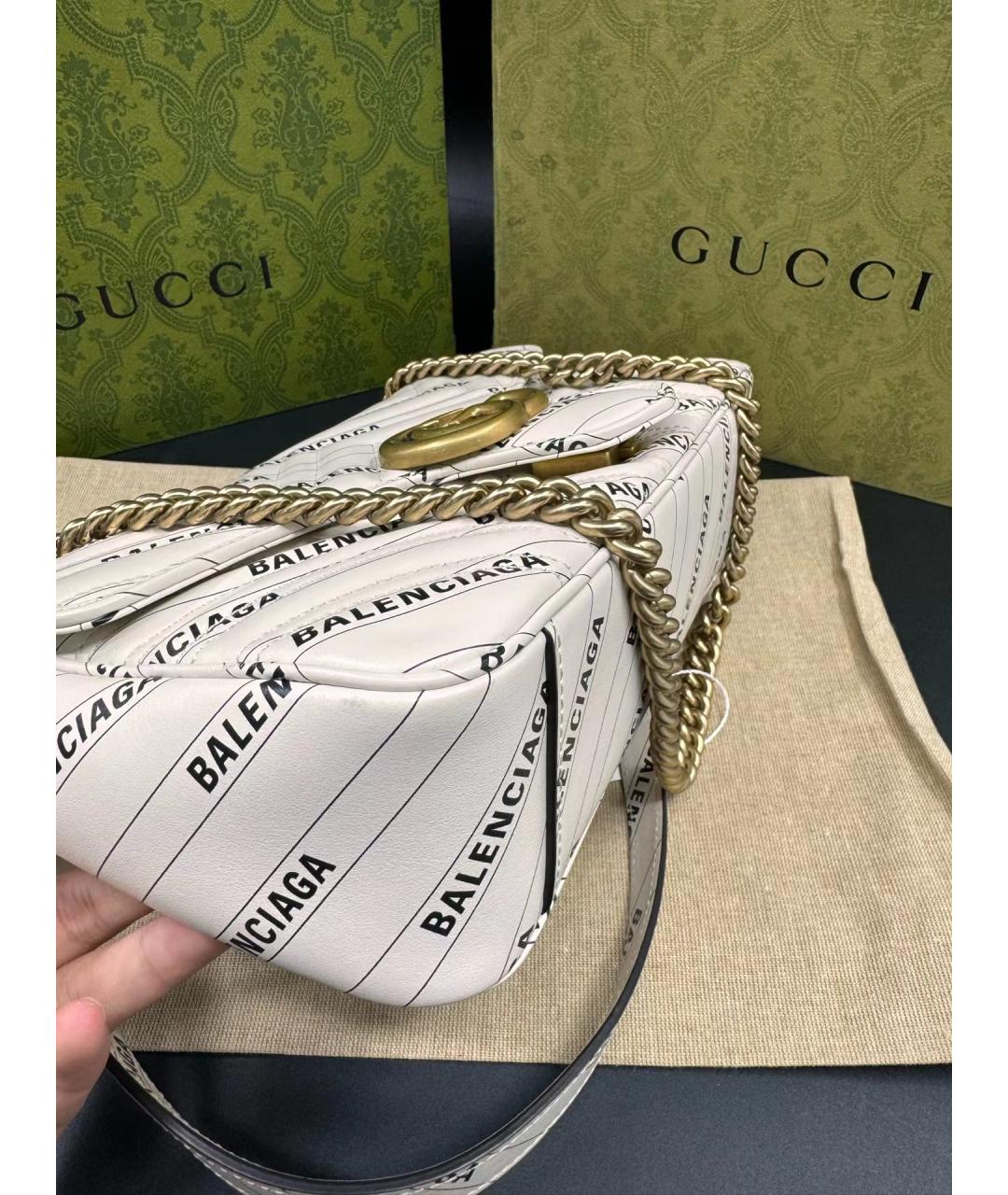 GUCCI Белая кожаная сумка через плечо, фото 3