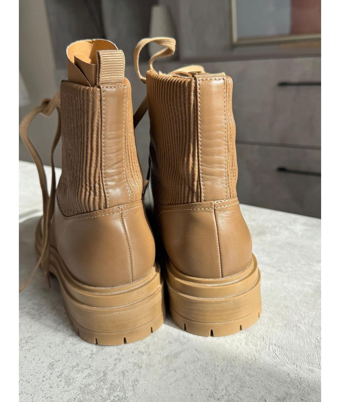 GIANVITO ROSSI Бежевые кожаные ботинки, фото 5