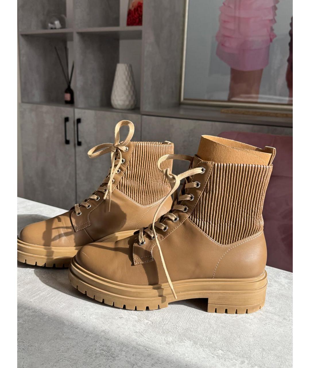 GIANVITO ROSSI Бежевые кожаные ботинки, фото 3