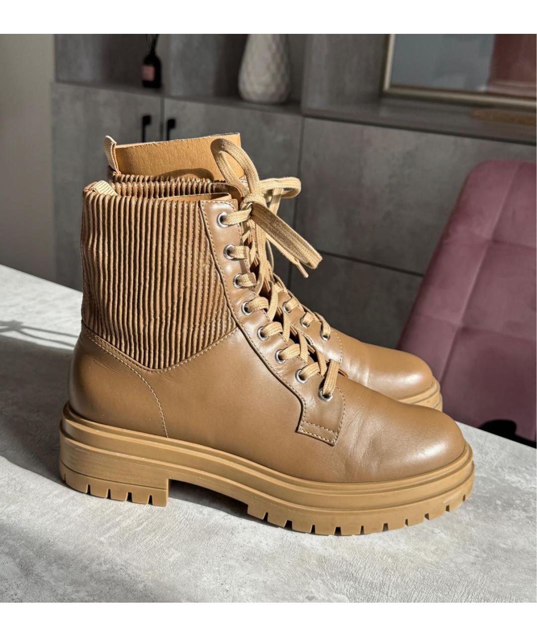 GIANVITO ROSSI Бежевые кожаные ботинки, фото 7