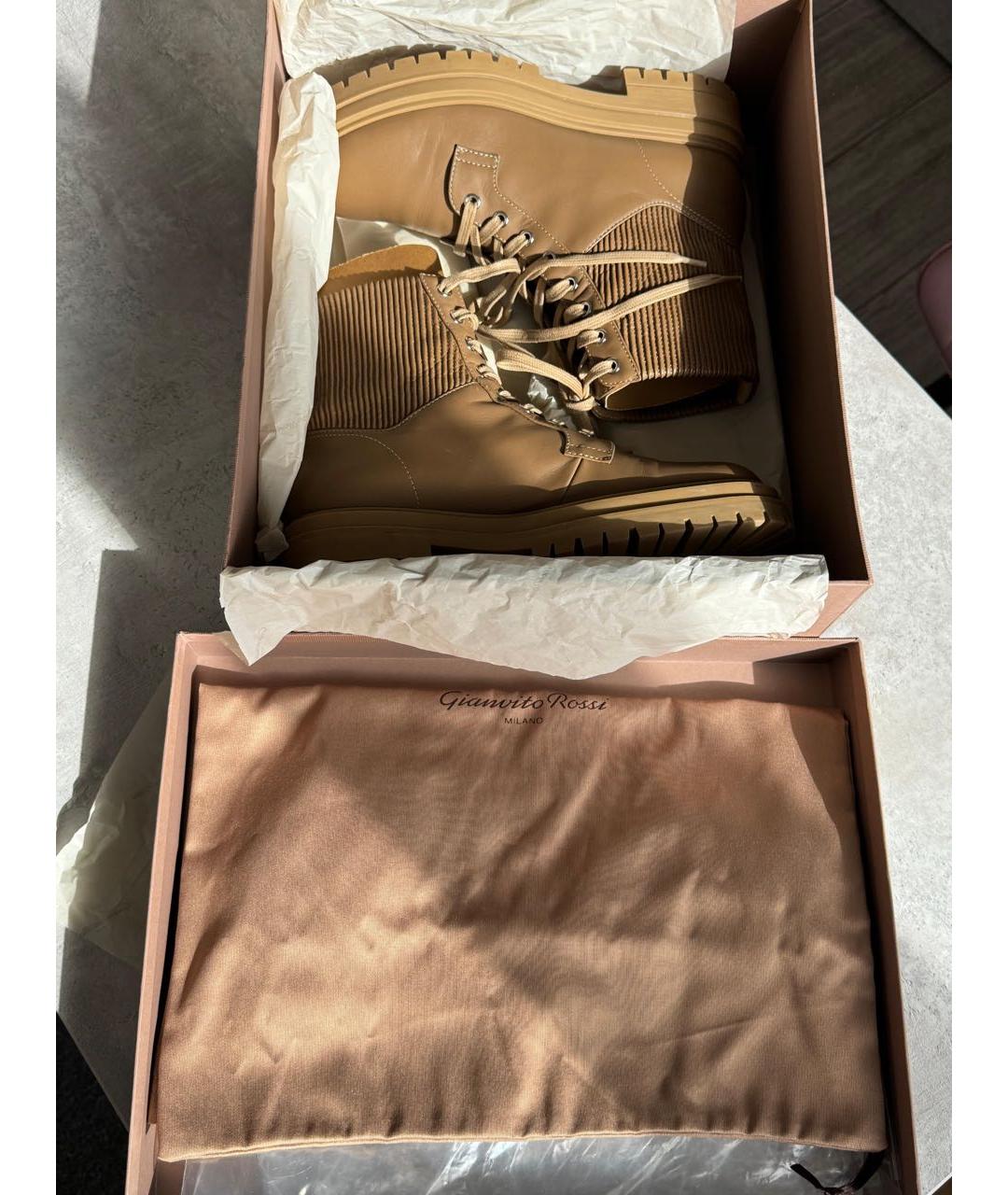 GIANVITO ROSSI Бежевые кожаные ботинки, фото 6