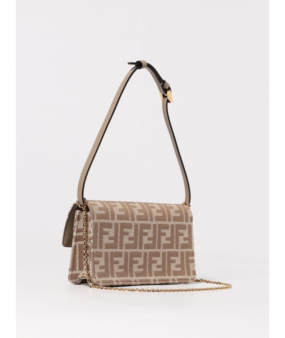FENDI Бежевая тканевая сумка через плечо, фото 3