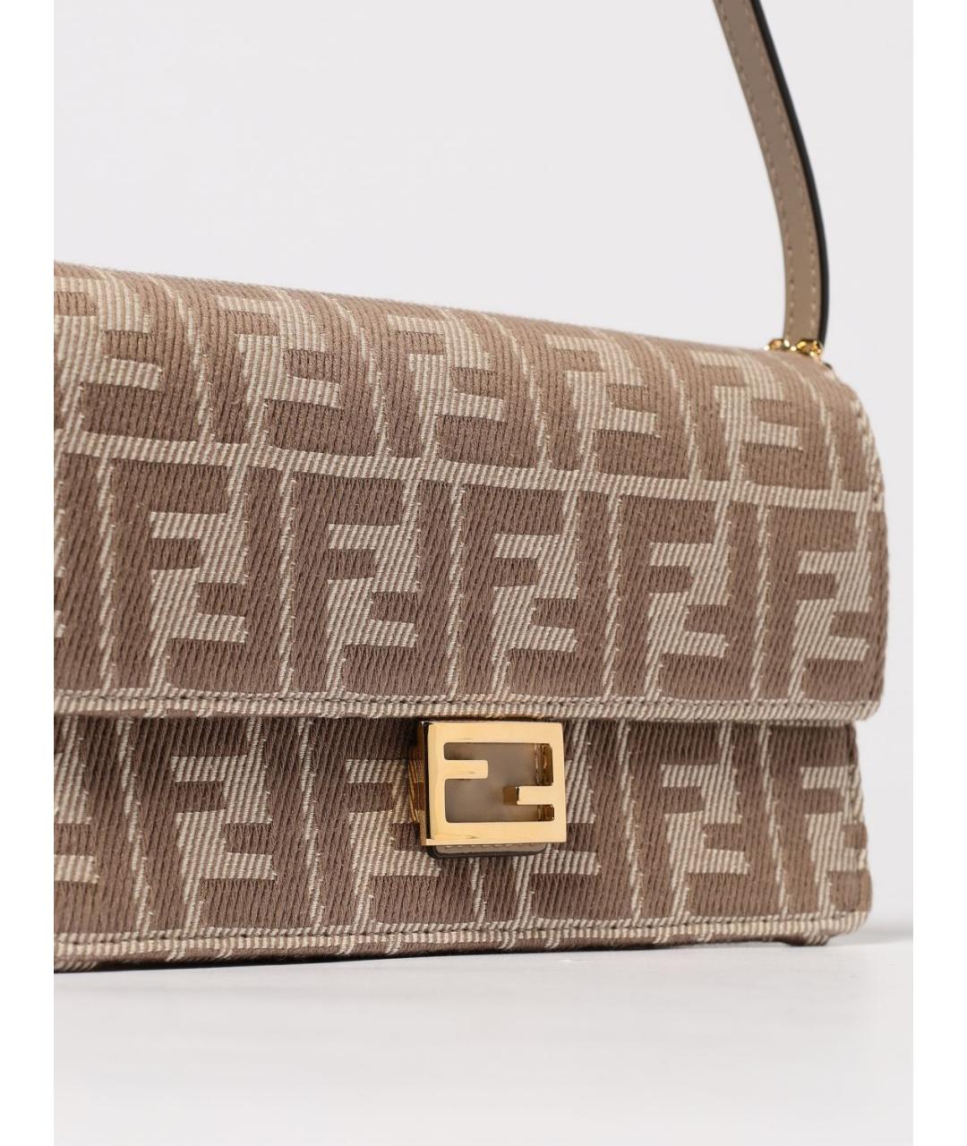FENDI Бежевая тканевая сумка через плечо, фото 4