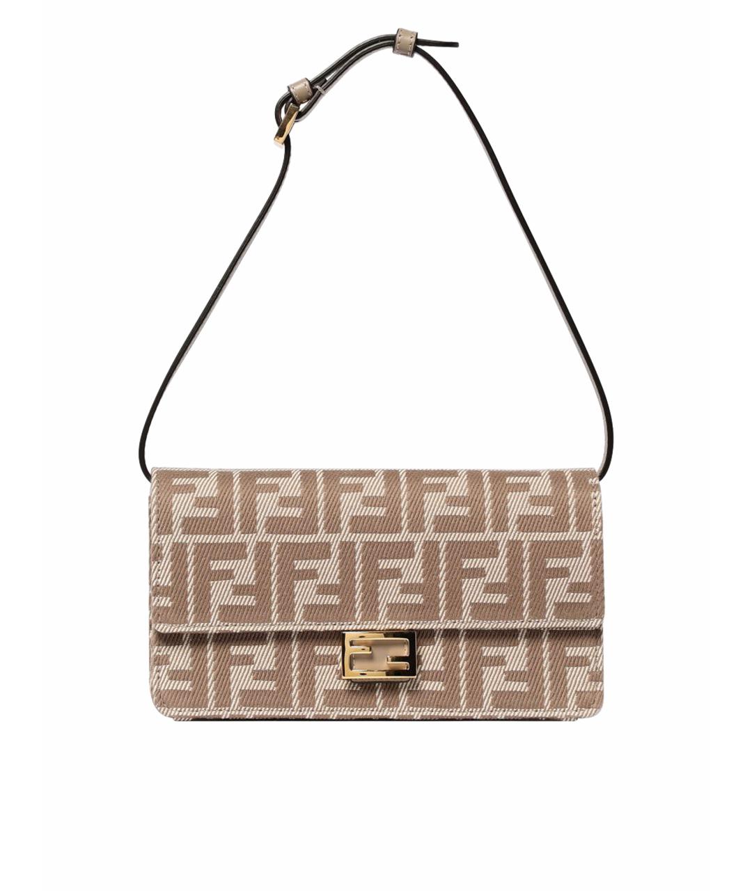 FENDI Бежевая тканевая сумка через плечо, фото 1