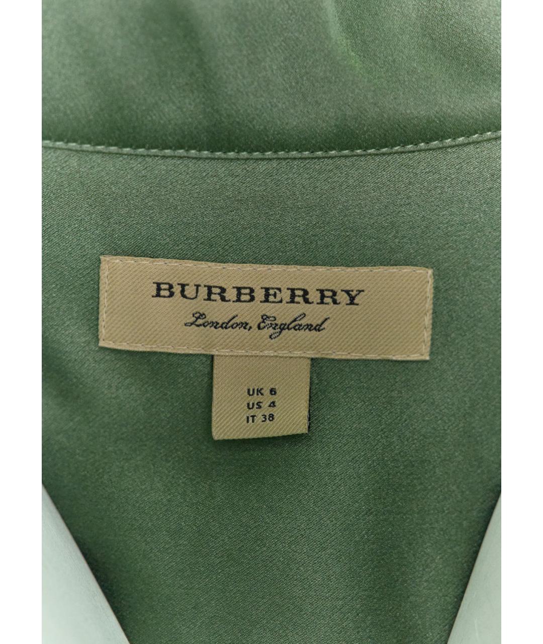 BURBERRY Зеленые шелковое повседневное платье, фото 3