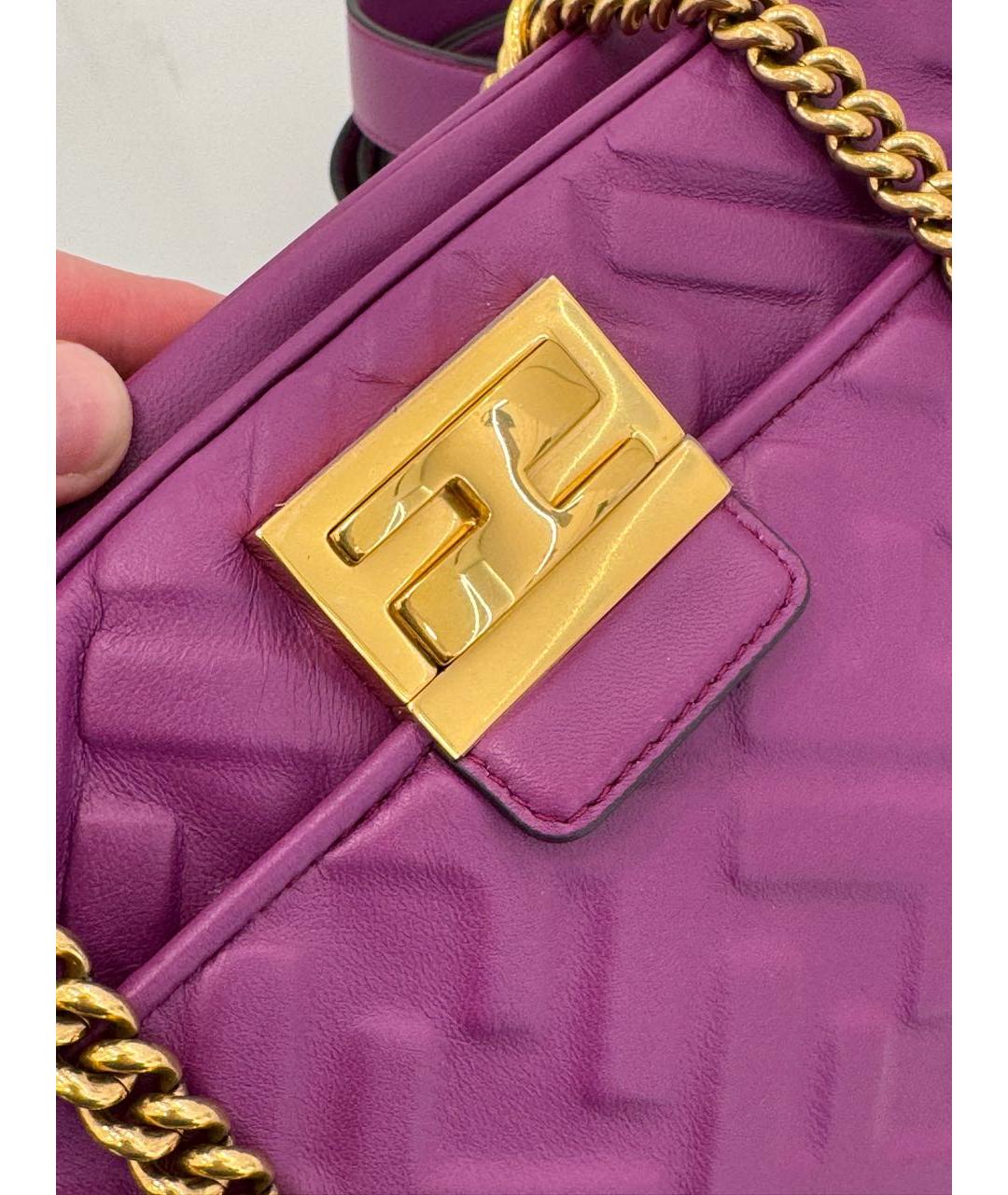 FENDI Фиолетовая кожаная сумка через плечо, фото 4