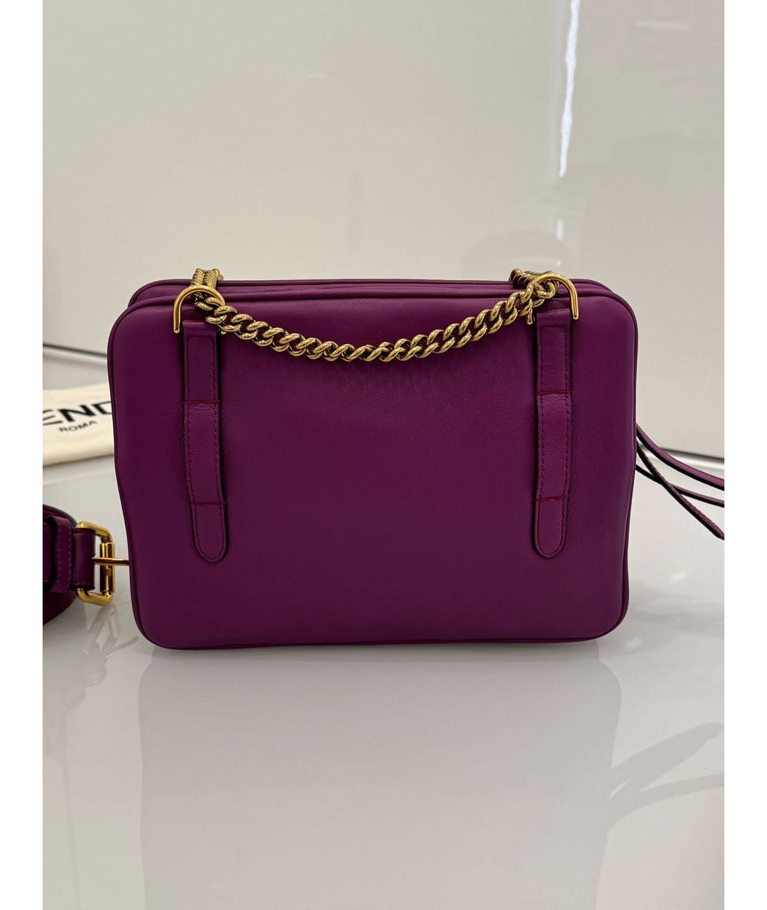 FENDI Фиолетовая кожаная сумка через плечо, фото 5