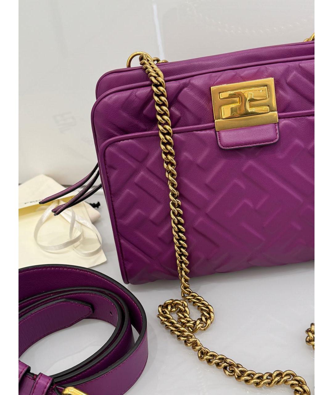 FENDI Фиолетовая кожаная сумка через плечо, фото 7