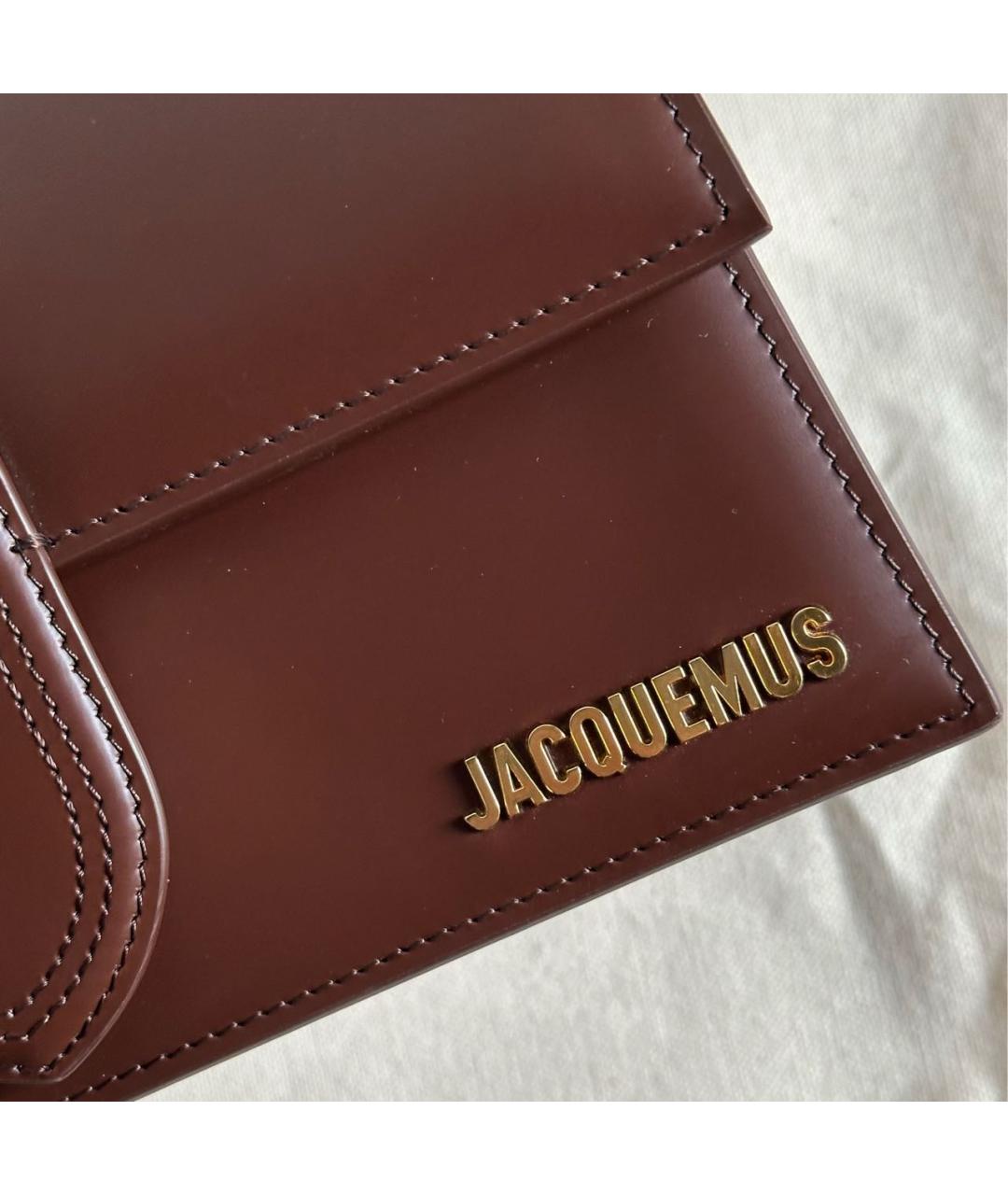 JACQUEMUS Коричневая кожаная сумка с короткими ручками, фото 5