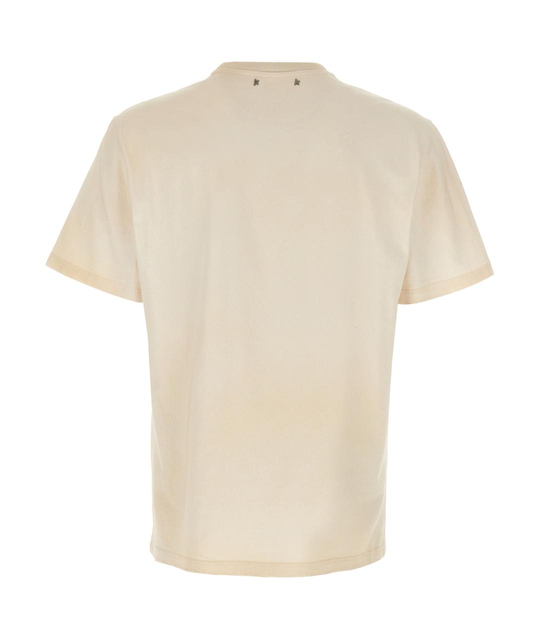 GOLDEN GOOSE DELUXE BRAND Бежевая хлопковая футболка, фото 2