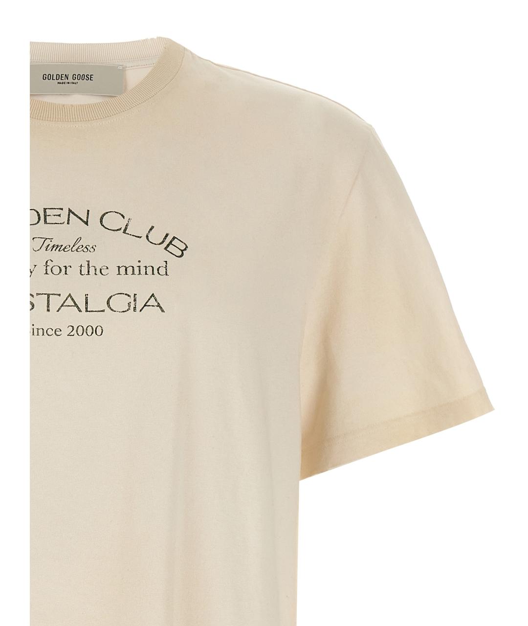 GOLDEN GOOSE DELUXE BRAND Бежевая хлопковая футболка, фото 3